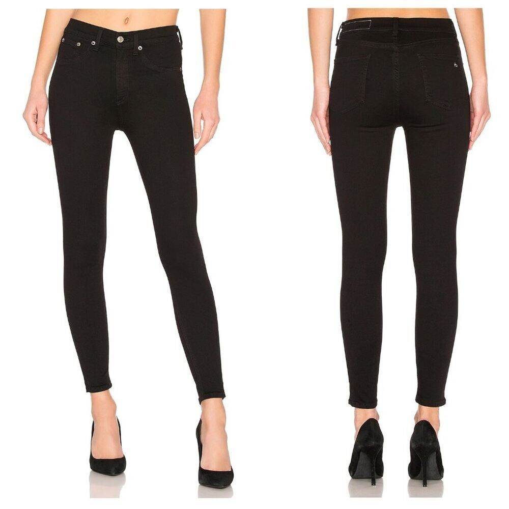 NWT RAG & BONE HIGH RISE ANKLE SKINNY JEANS in Black SZ 24
